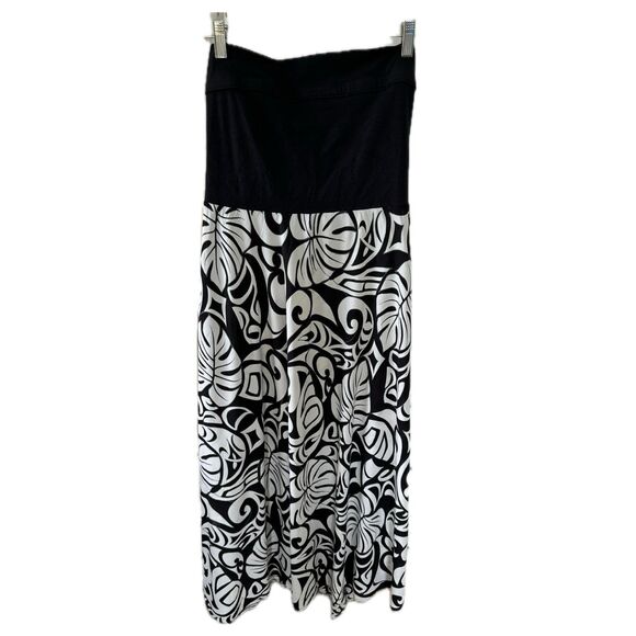 Kalaheo Hawaiian Tropical Stretch Strapless Smocked Back White Midi Dress XL - Picture 1 of 6